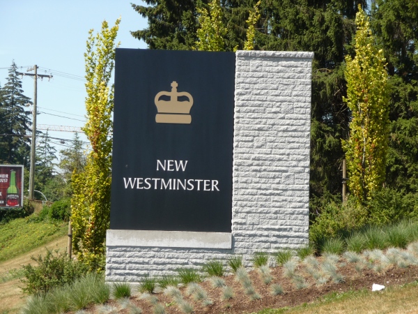 New Westminster Signage on the Pattullo Bridge off ramp entering New Westminster